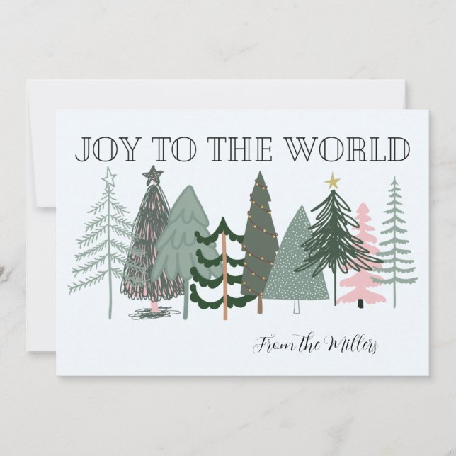 Minimalist Boho Joy to the World Holiday Card  (Front)