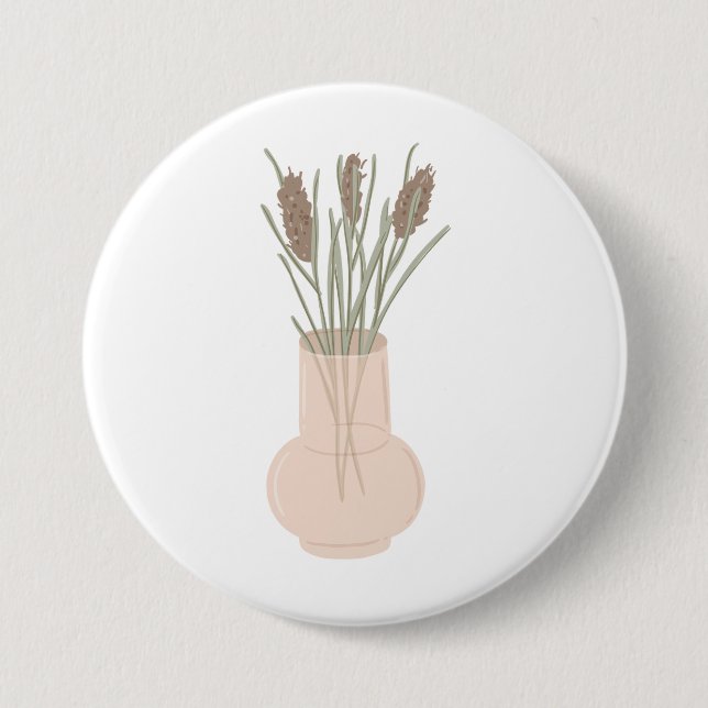 Minimalist Boho Lavender in Glass Vase Button (Front)