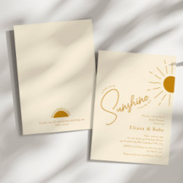 Minimalist Boho Little Ray Of Sunshine Baby Shower Invitation