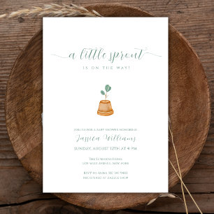 Minimalist Boho Little Sprout Garden Baby Shower Invitation