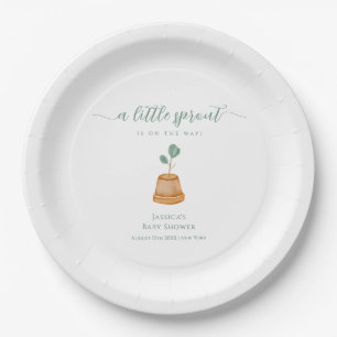 Minimalist Boho Little Sprout Garden Baby Shower Paper Plates