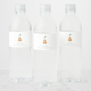 Minimalist Boho Little Sprout Garden Baby Shower Water Bottle Label