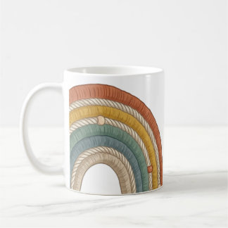 Minimalist Boho Macramé Rainbow Coffee Mug