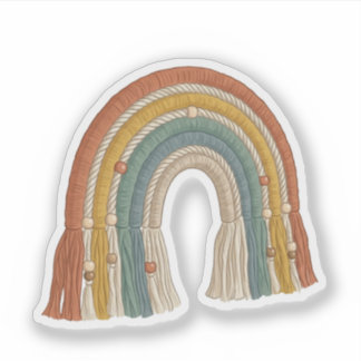 Minimalist Boho Macramé Rainbow Sticker