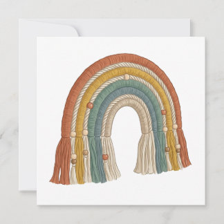 Minimalist Boho Macramé Rainbow Thank You Card