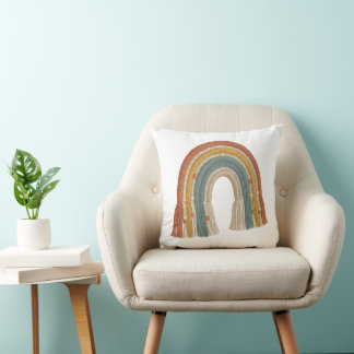 Minimalist Boho Macramé Rainbow Throw Pillow