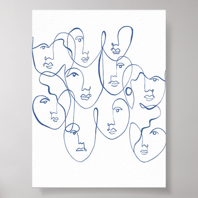 Minimalist Boho Modern Wall Art in Blue (Front)