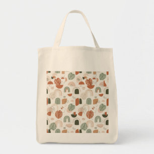 Minimalist Boho Monstera Leaves Aesthetic Seamless Tote Bag