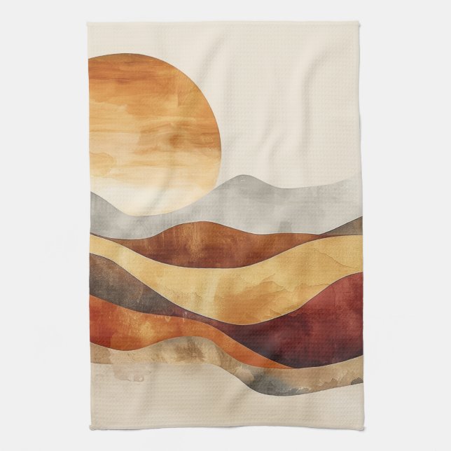 Minimalist Boho Nature - Warm Earth Tones Kitchen Towel (Vertical)