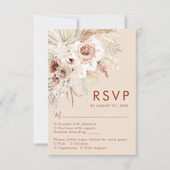 Minimalist Boho Pampas Grass RSVP Card (Front)