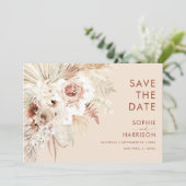 Minimalist Boho Pampas Grass Save The Date Invitation (Standing Front)