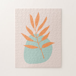 Minimalist Boho Pastel Floral Abstract Art Jigsaw Puzzle