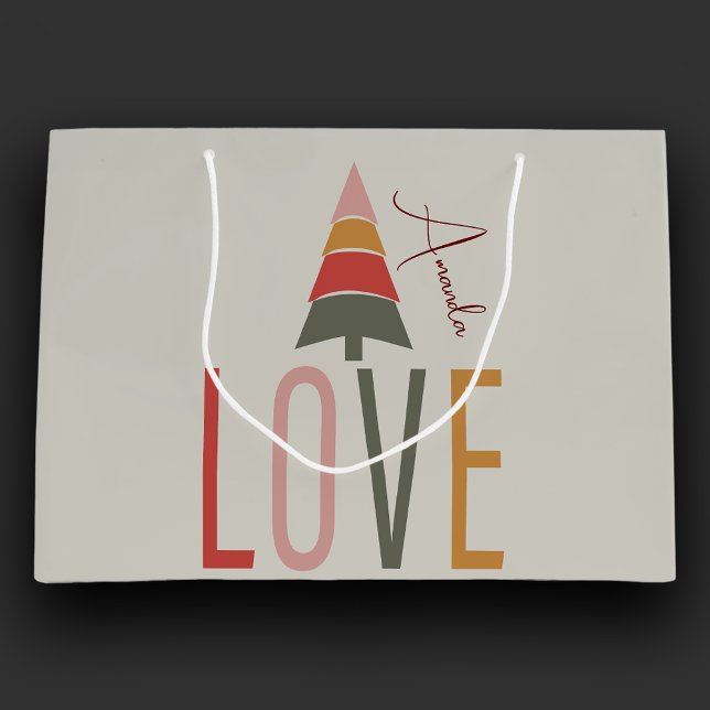 Minimalist Boho Personalized With Name Christmas Large Gift Bag (Creator Uploaded)