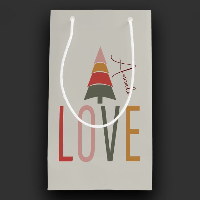 Minimalist Boho Personalized With Name Christmas Small Gift Bag (Creator Uploaded)