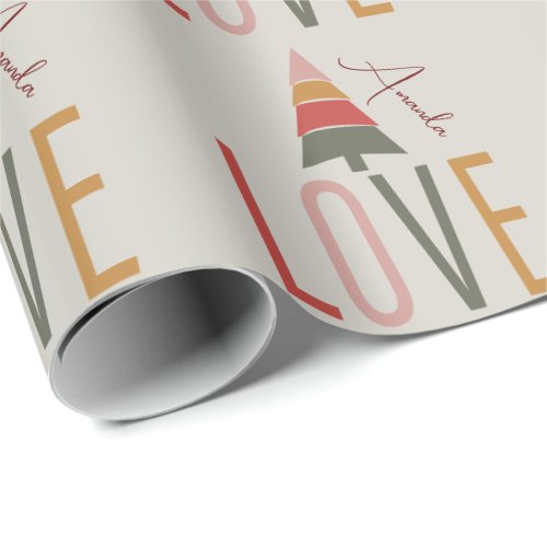 Minimalist Boho Personalized With Name Christmas Wrapping Paper