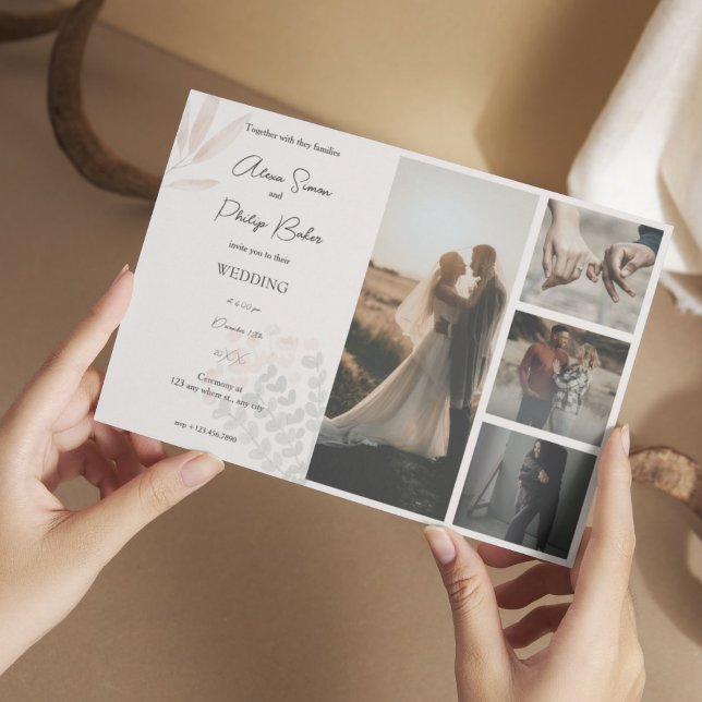 Minimalist Boho Photo Collage Wedding Invitation (Creator Uploaded)
