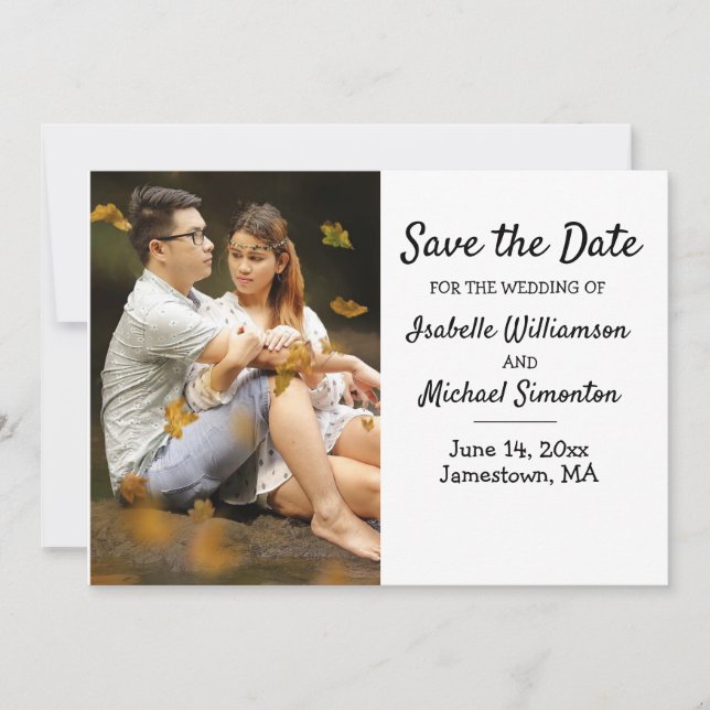 Minimalist Boho Photo Save the Date Card (Front)
