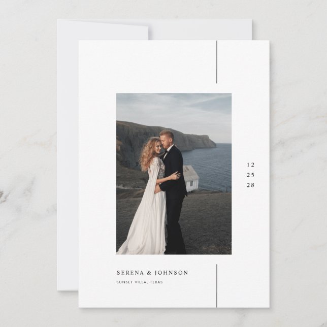 Minimalist Boho Photo Wedding Invitation (Front)
