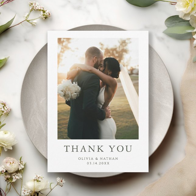 Minimalist Boho Photo Wedding Thank You Card (Creator Uploaded)