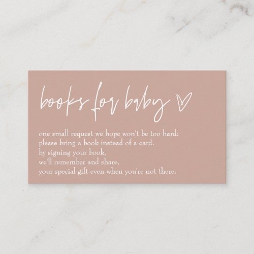Minimalist Boho Pink Hello Baby Books For Baby Enclosure Card