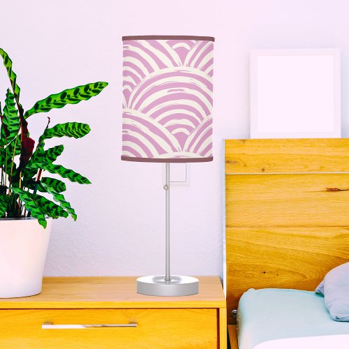 Minimalist Boho Purple Abstract Circle Pattern Table Lamp