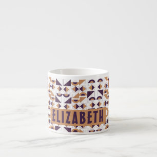Minimalist Boho Purple & Gold Abstract Custom Name Espresso Cup