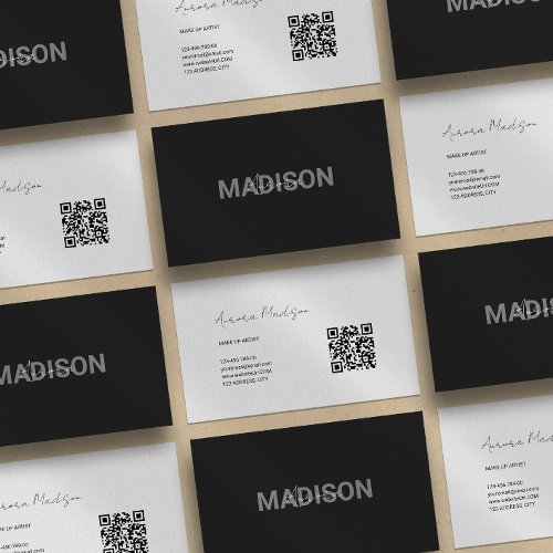 Minimalist Boho QR Code Modern Business Card