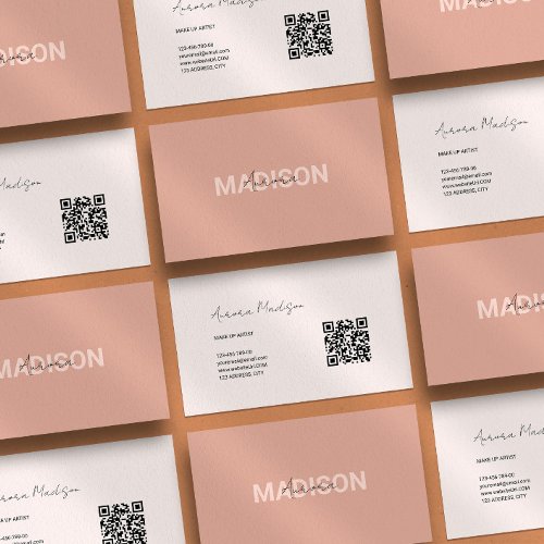 Minimalist Boho QR Code Modern Business Card