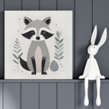 Minimalist Boho Raccoon Woods Nursery Kids Room