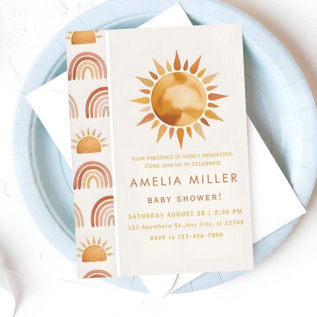 Minimalist Boho Rainbow Baby Shower Invitation (Creator Uploaded)