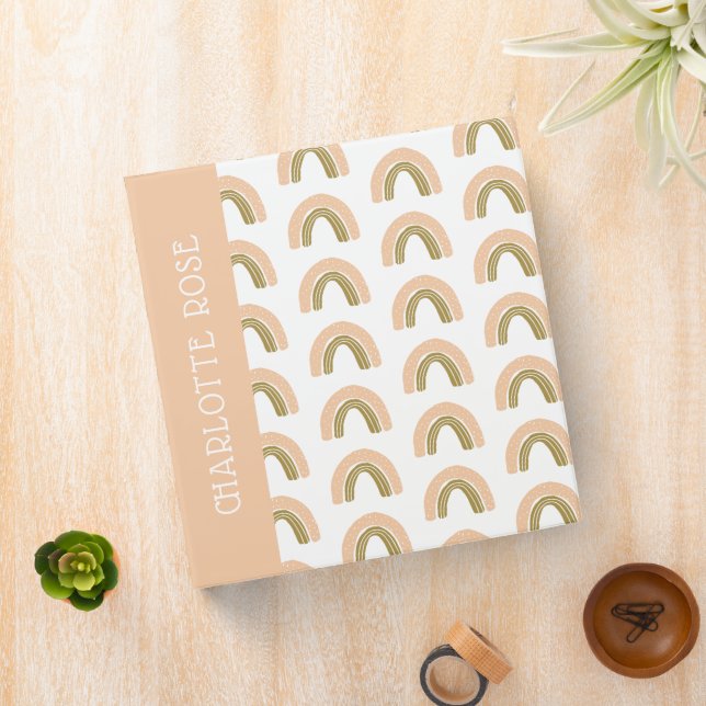 minimalist boho rainbow chic photo album 3 ring binder (In Situ)