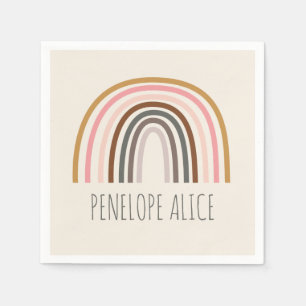 Minimalist Boho Rainbow Drawing Personalized Napkins