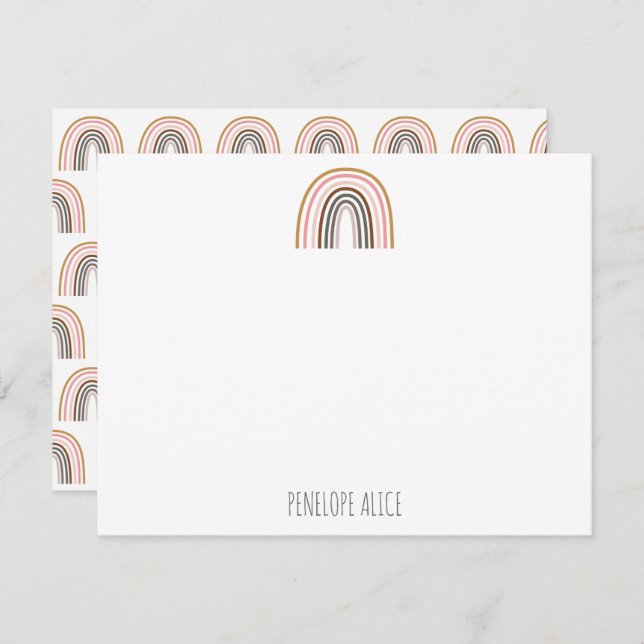 Minimalist Boho Rainbow Drawing Personalized  Note Card (Front/Back)