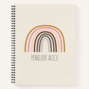 Minimalist Boho Rainbow Drawing Personalized Notebook