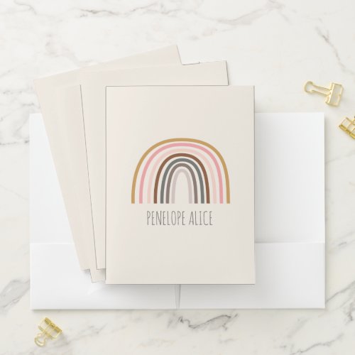 Minimalist Boho Rainbow Drawing Personalized Pocket Folder