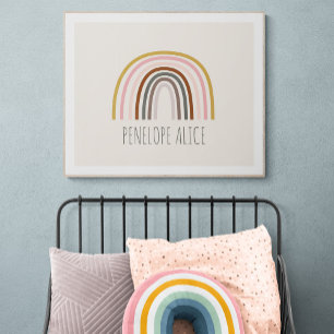 Minimalist Boho Rainbow Drawing Personalized Poster