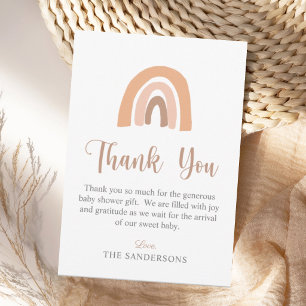 Minimalist Boho Rainbow Terracotta Baby Shower Thank You Card
