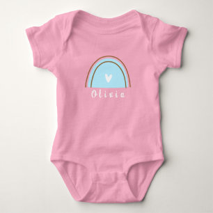 Minimalist Boho Rainbow with Personalized Name  Baby Bodysuit