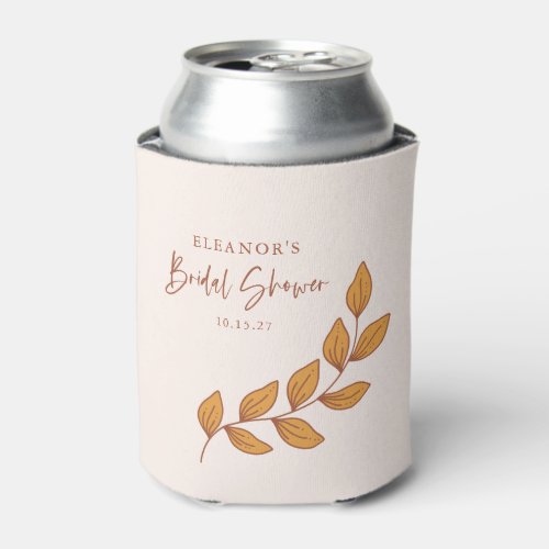 Minimalist Boho Retro Vine Bridal Shower Custom Can Cooler