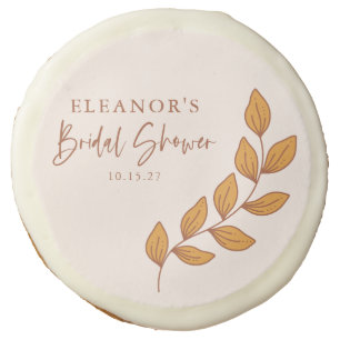 Minimalist Boho Retro Vine Bridal Shower Custom Sugar Cookie