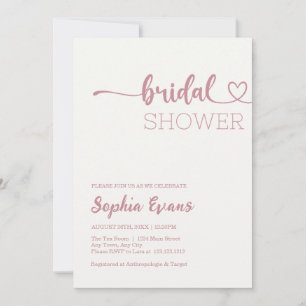 Minimalist Boho Rose Gold Off White Bridal Shower Invitation