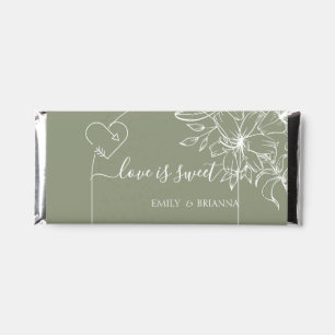 Minimalist Boho Sage Green wedding Hershey Bar Favors