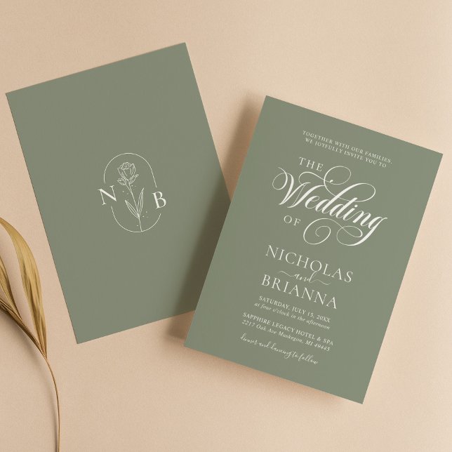 Minimalist Boho Sage Green Wedding Modern Invitation (Creator Uploaded)