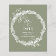 Minimalist Boho Sage Green wedding Save the Date