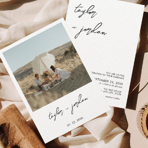 Minimalist Boho Script Photo Wedding Invitation