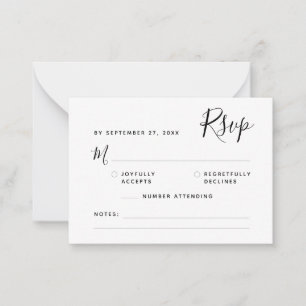 Minimalist Boho Script RSVP Budget Wedding Note Card