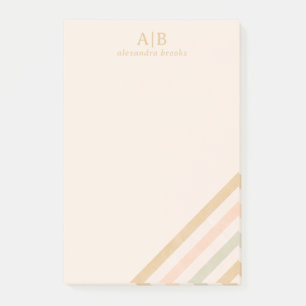 Minimalist Boho Stripe Earthy Personalized Post-it Notes