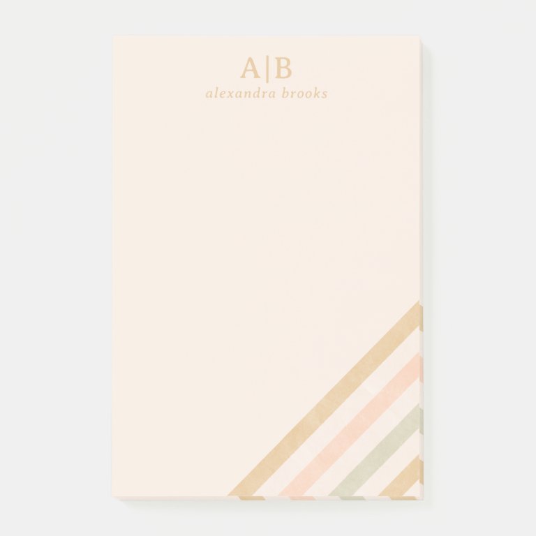 Minimalist Boho Stripe | Earthy Personalized Post-it Notes