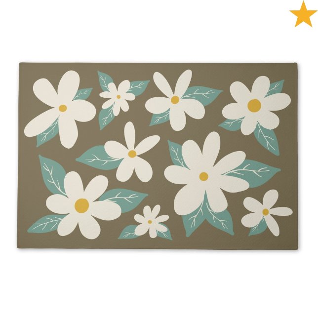 Minimalist Boho Style Daisy Floral  Doormat (Creator Uploaded)
