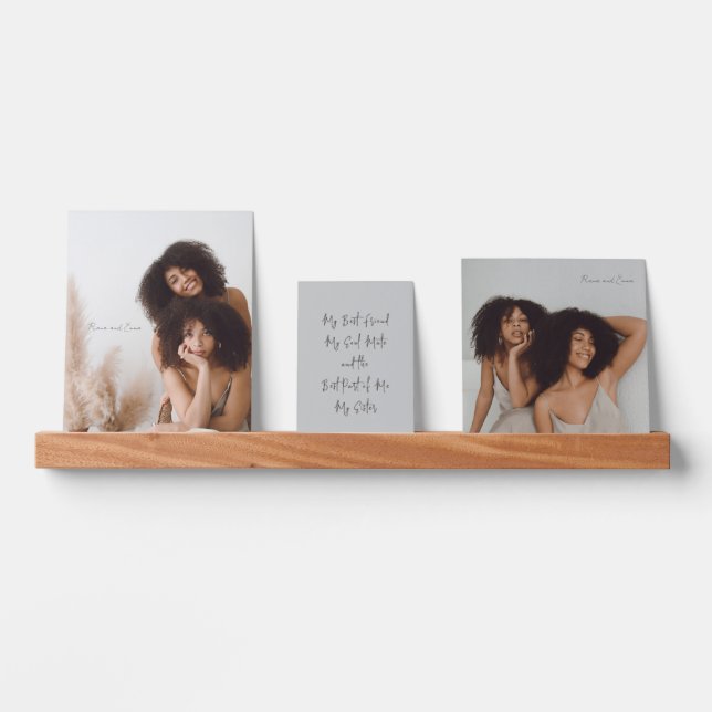 Minimalist Boho Style Personalized Photo & Quote Picture Ledge (Front)